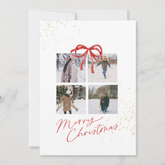 White and Red Aesthetic Family Christmas Card