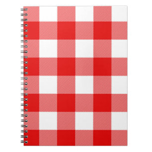 White and Red Buffalo Plaid    Notebook