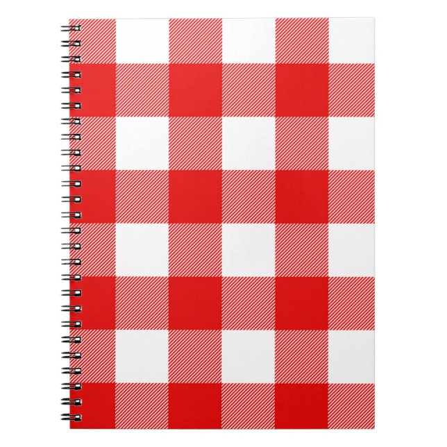 White and Red Buffalo Plaid    Notebook (Front)