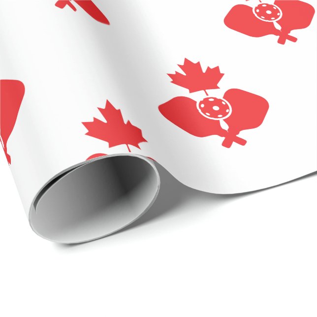  White and red Canadian pickleball pattern Wrapping Paper (Roll Corner)