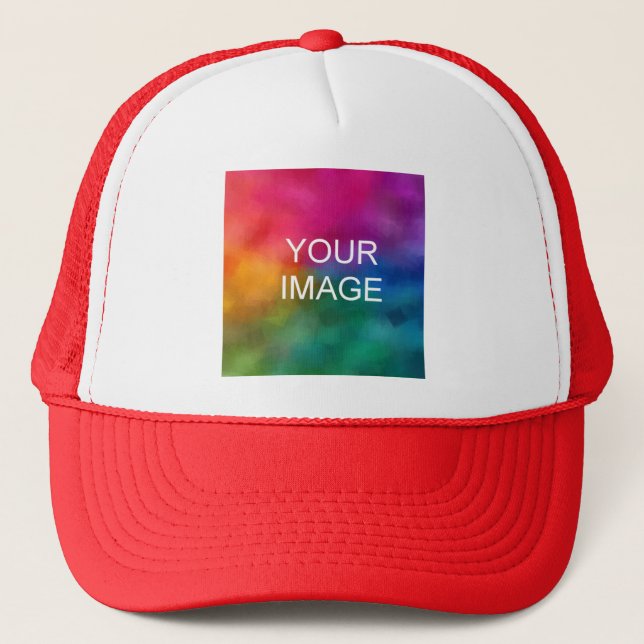 White And Red Create Your Own Upload Photo Trucker Hat (Front)