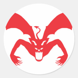 White And Red Devil Classic Round Sticker