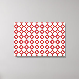 White and Red Diamond Pattern Canvas Print