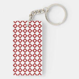 White and Red Diamond Pattern Key Ring