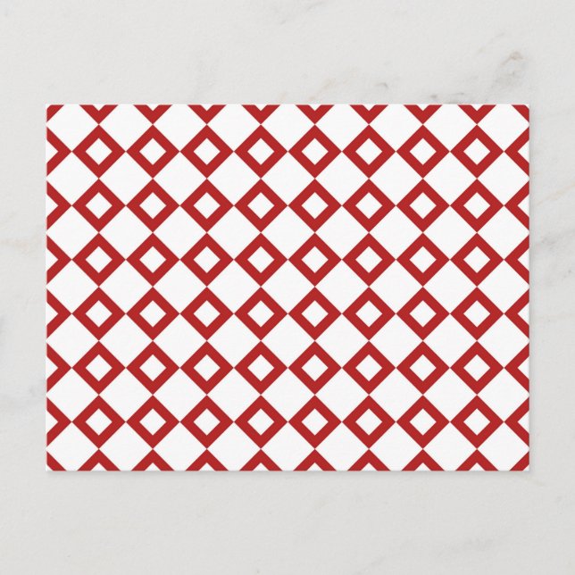 White and Red Diamond Pattern Postcard (Front)