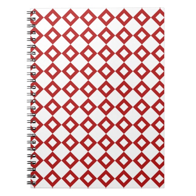 White and Red Diamond Pattern Spiral Notebook (Front)