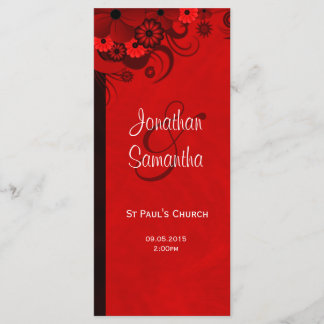 White and Red Floral Wedding Program Templates