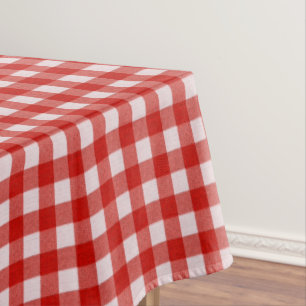 White and Red Gingham Pattern   Cotton Chequered Tablecloth