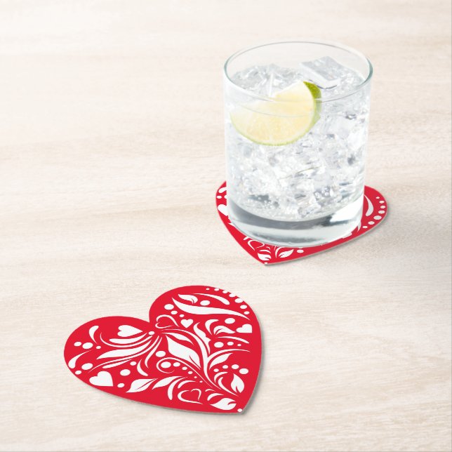 White And Red Heart Valentine Coasters (Insitu)