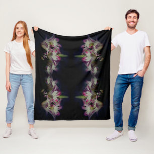 White And Red Lily Flowers Abstract Fleece Blanket