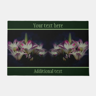 White And Red Lily Flowers Personalised Doormat