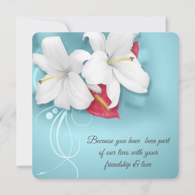 White and Red Lily Vow Renewal Wedding Invitation (Front)