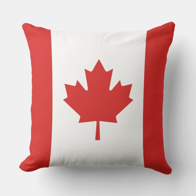 White and Red Maple Leaf Canadian Flag Cushion (Front)