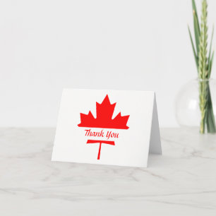 White and Red Maple Leaf Thank You Card