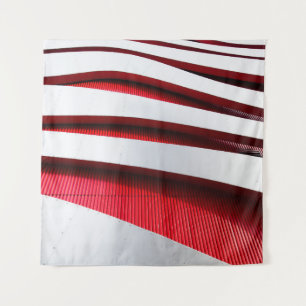 WHITE AND RED METAL FRAME TAPESTRY