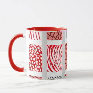 White and Red Mixed Animal Print Mug
