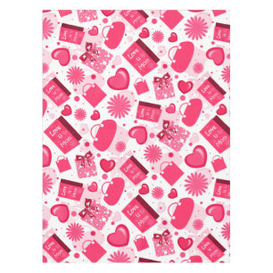 White And Red Mothers Day Seamless Pattern Tablecloth