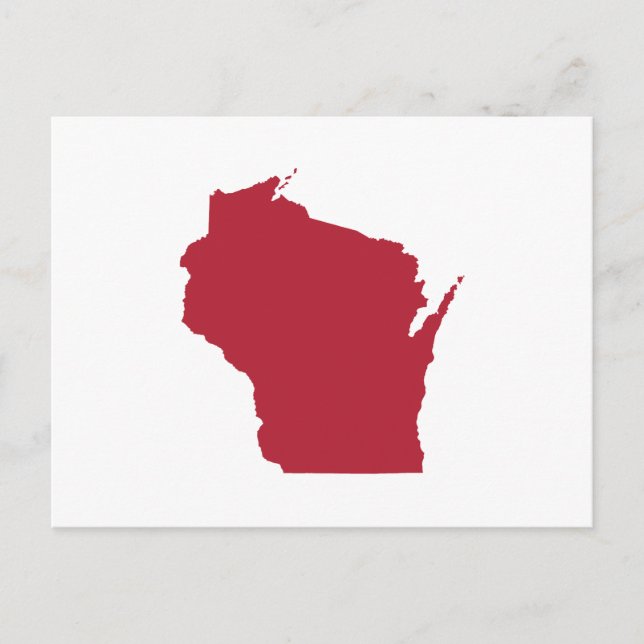 White and Red Moving to Wisconsin Announcement Postcard (Front)