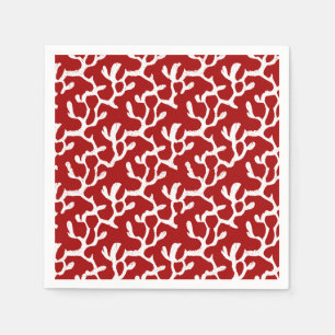 White And Red Organic Coral Reef Repeat Pattern Napkin