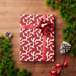 White And Red Organic Coral Reef Repeat Pattern Wrapping Paper