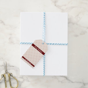 White and Red Pattern Dot Merry Christmas Gift Tags