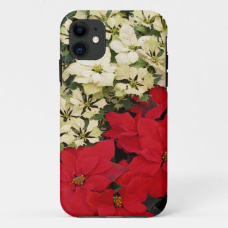White and Red Poinsettias I Holiday Floral iPhone 11 Case