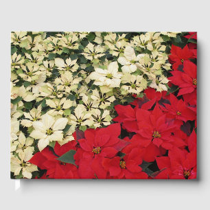 White and Red Poinsettias I Holiday Floral Guest Book