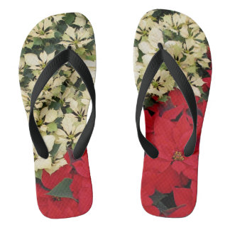 White and Red Poinsettias I Holiday Floral Jandals