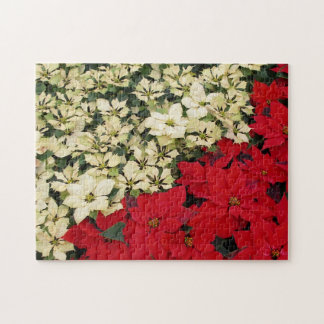 White and Red Poinsettias I Holiday Floral Jigsaw Puzzle