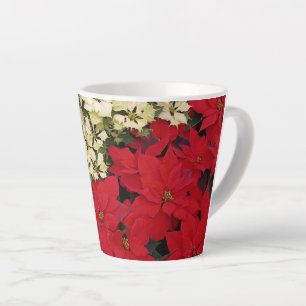 White and Red Poinsettias I Holiday Floral Latte Mug