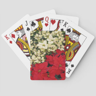 White and Red Poinsettias I Holiday Floral Playing Cards