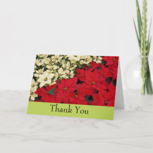 White and Red Poinsettias I Holiday Floral Thank You Card