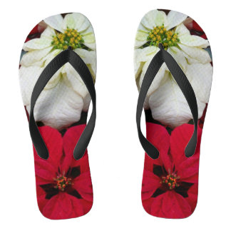 White and Red Poinsettias II Christmas Holiday Jandals
