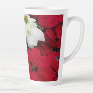 White and Red Poinsettias II Christmas Holiday Latte Mug