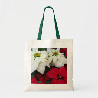 White and Red Poinsettias II Christmas Holiday Tote Bag