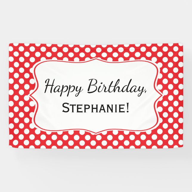 White and Red Polka Dot Birthday Banner (Horizontal)