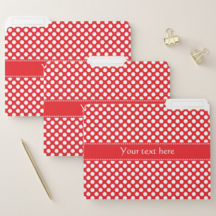 White and Red Polka Dot  File Folder