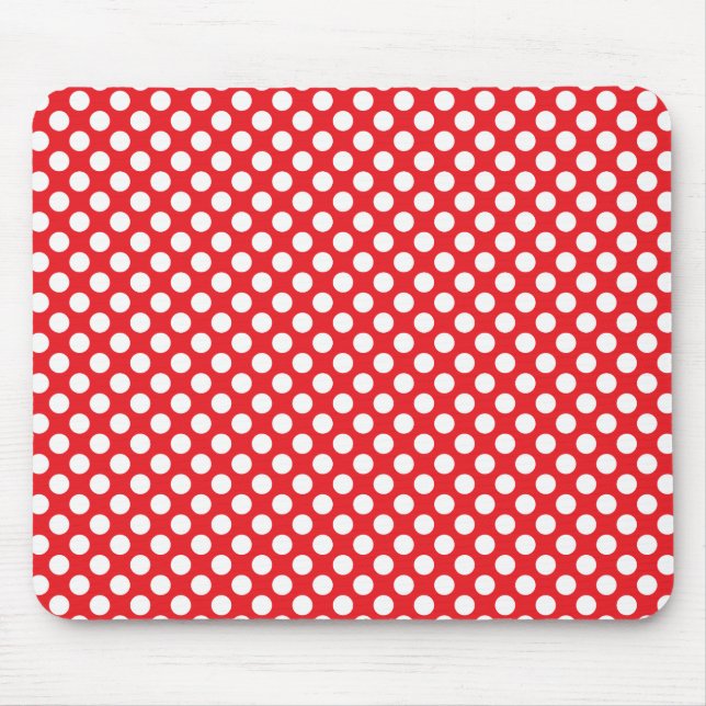 White and Red Polka Dot Mouse Pad (Front)