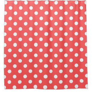 White and Red Polka Dots Shower Curtain
