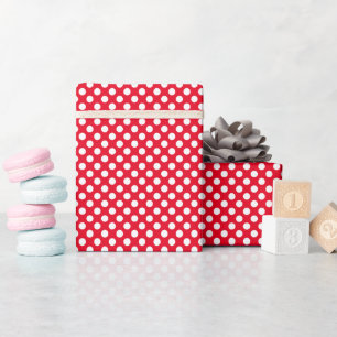 White and Red Polka Dots  Wrapping Paper