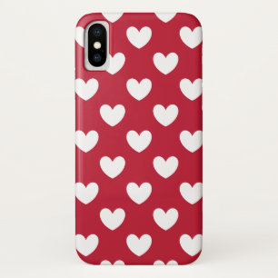 White and red polka hearts Case-Mate iPhone case