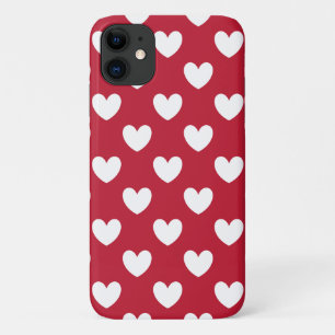 White and red polka hearts Case-Mate iPhone case