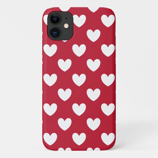 White and red polka hearts Case-Mate iPhone case (Back)