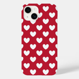 White and red polka hearts Case-Mate iPhone 14 case