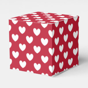 White and red polka hearts favour box