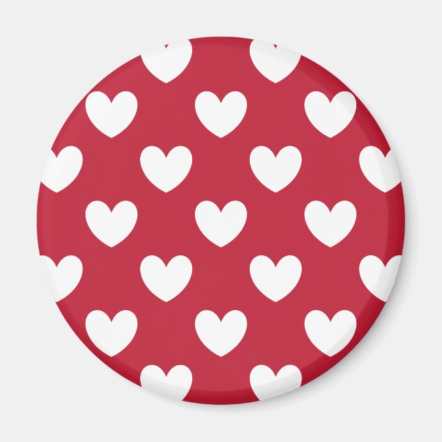 White and red polka hearts magnet (Front)