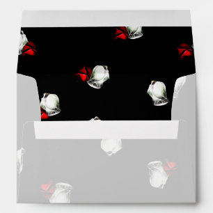 White and Red Roses on Black Background Envelope