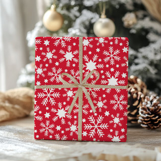 White and Red Snowflake Wrapping Paper