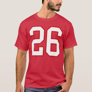 White and Red Sports Number 26 Jersey Uniform Play T-Shirt
