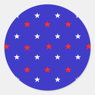 White and Red Stars - Starry Sky Pattern Classic Round Sticker